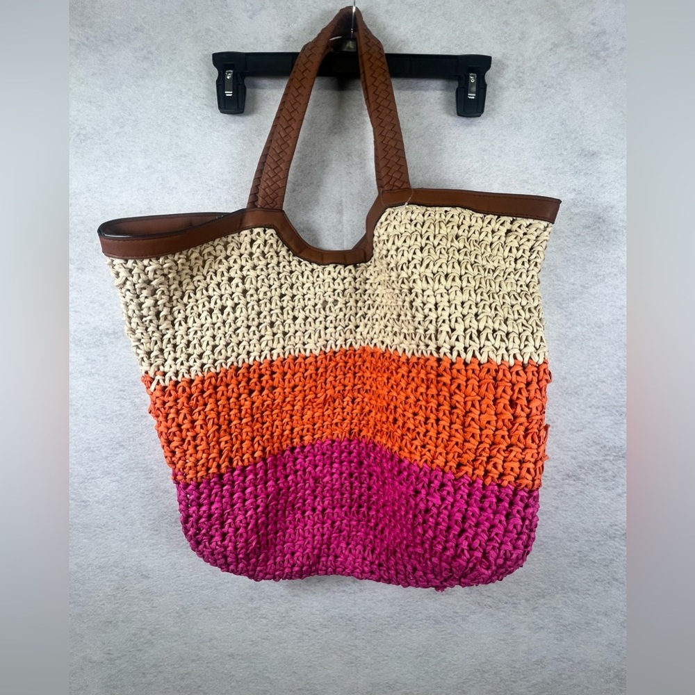 NWOT Time‎ & Tru Extra Large Woven Straw Beach Bag